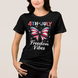 Happy 4th Of July Coquette Bow Fourth Of July Tri-Blend Shirt