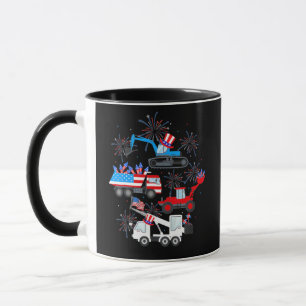 Happy 4th Of July Crane Truck Construction Mug