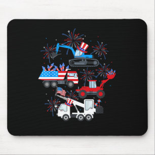 Happy 4th Of July Crane Truck Construction Toddler Mouse Mat