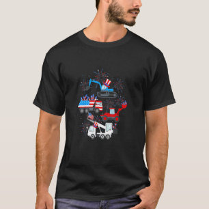 Happy 4th Of July Crane Truck Construction Toddler T-Shirt
