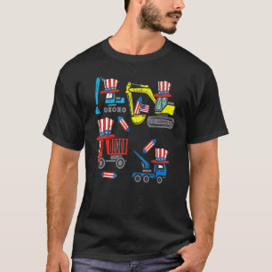Happy 4th Of July Crane Truck Construction Toddler T-Shirt