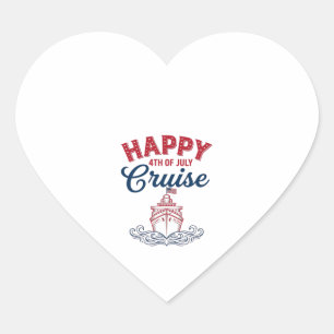 Happy 4th of July Cruise Patriotic Ship Design_1 Heart Sticker