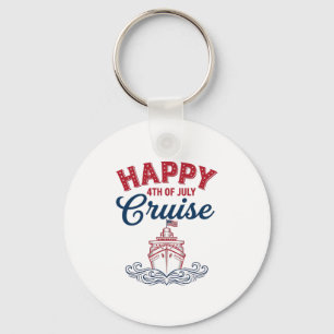 Happy 4th of July Cruise Patriotic Ship Design_1 Key Ring