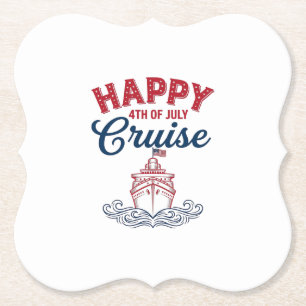 Happy 4th of July Cruise Patriotic Ship Design_1 Paper Coaster