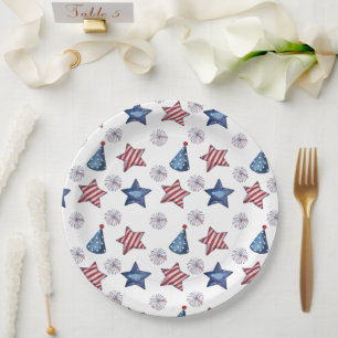 Happy 4th of July Cute Party Pattern Paper  Paper Plate