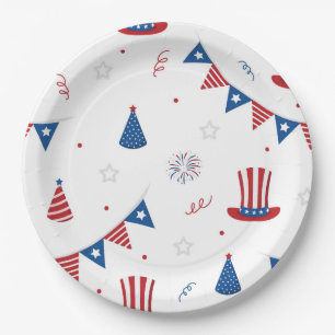 Happy 4th of July Cute Party Pattern Paper Plate