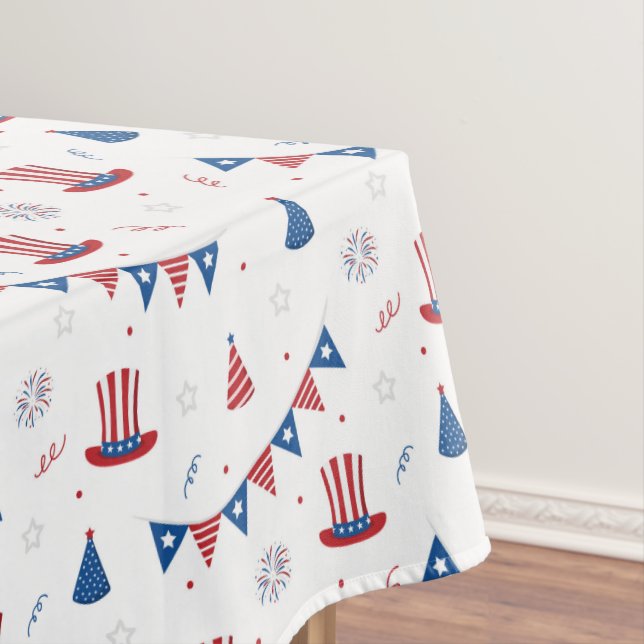 Happy 4th of July Cute Party Pattern Tablecloth (In Situ)