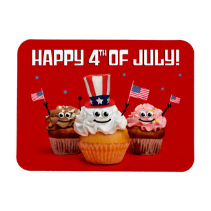Happy 4th of July Cute Patriotic Cupcakes  Magnet