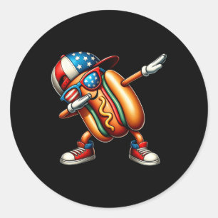 Happy 4th Of July Dabbing Hot Dog Funny Usa Boys K Classic Round Sticker