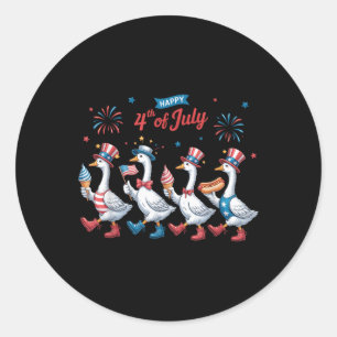 Happy 4th Of July Ducks Independence Day American Classic Round Sticker