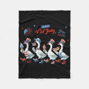 Happy 4th Of July Ducks Independence Day American Fleece Blanket