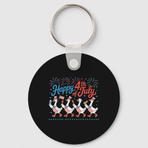 Happy 4th Of July Ducks Independence Day American Key Ring