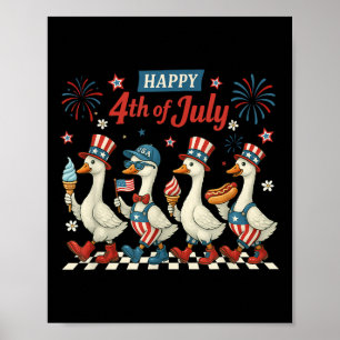 Happy 4th Of July Ducks Independence Day American  Poster