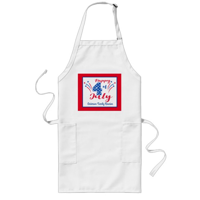 Happy 4th Of July Family Reunion Party Long Apron (Front)