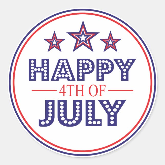 Happy 4th Of July Favour Stickers (Front)