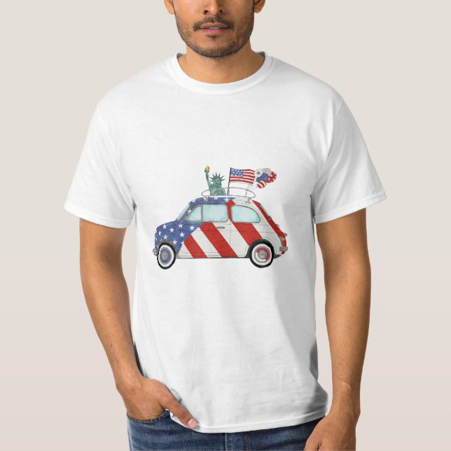 Happy 4th of July Fiat 500  T-Shirt (Front)