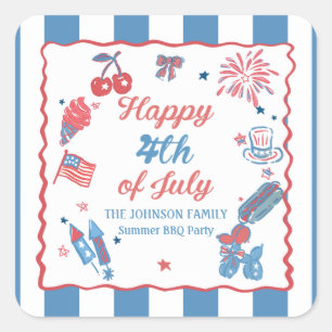 Happy 4th of July Fireworks BBQ Party Sticker