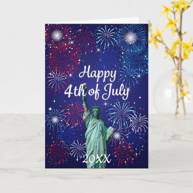 Happy 4th of July Fireworks Card (Yellow Flower)