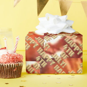 Happy 4th Of July fireworks glossy wrapping paper
