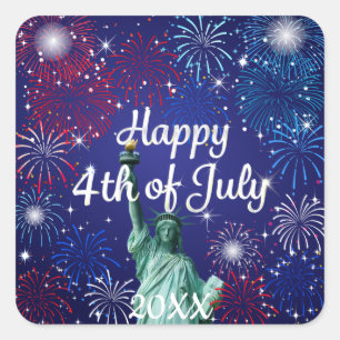 Happy 4th of July Fireworks Square Sticker