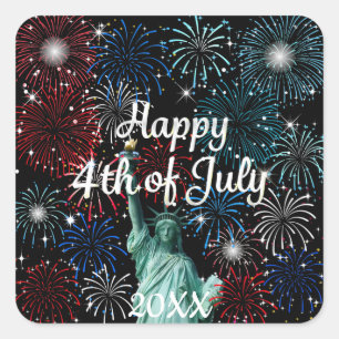 Happy 4th of July Fireworks Square Sticker