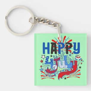 Happy 4th of July Fireworks USA-63261 Key Ring
