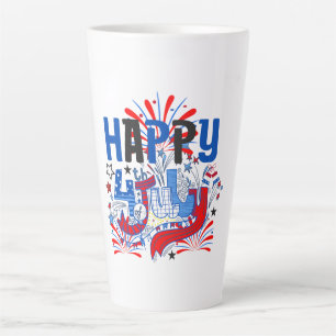 Happy 4th of July Fireworks USA-63261 Latte Mug