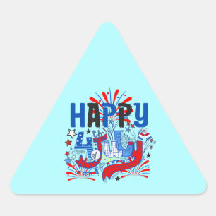 Happy 4th of July Fireworks USA-63261 Triangle Sticker
