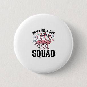 Happy 4th of July Flamingo Squad Vector Design_1 6 Cm Round Badge