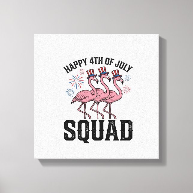 Happy 4th of July Flamingo Squad Vector Design_1 Canvas Print (Front)