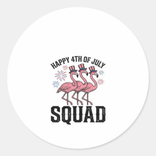 Happy 4th of July Flamingo Squad Vector Design_1 Classic Round Sticker