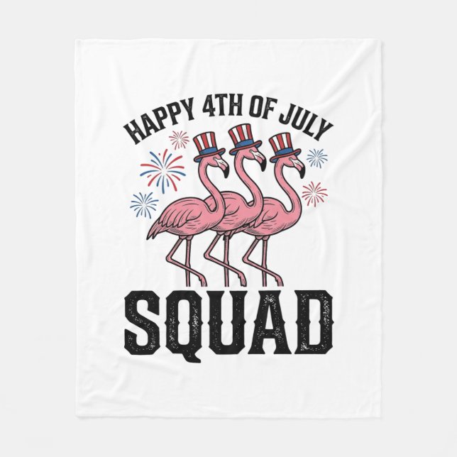 Happy 4th of July Flamingo Squad Vector Design_1 Fleece Blanket (Front)