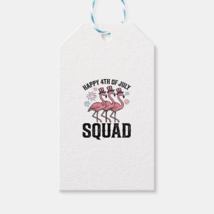 Happy 4th of July Flamingo Squad Vector Design_1 Gift Tags