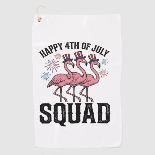 Happy 4th of July Flamingo Squad Vector Design_1 Golf Towel