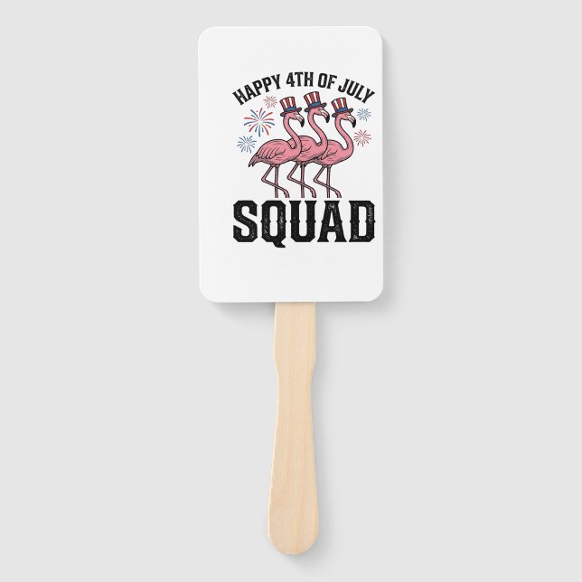 Happy 4th of July Flamingo Squad Vector Design_1 Hand Fan (Front)