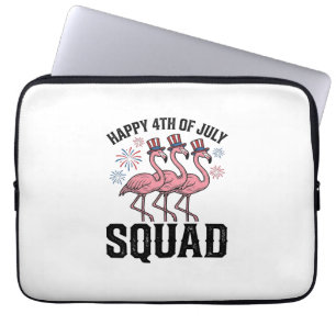 Happy 4th of July Flamingo Squad Vector Design_1 Laptop Sleeve