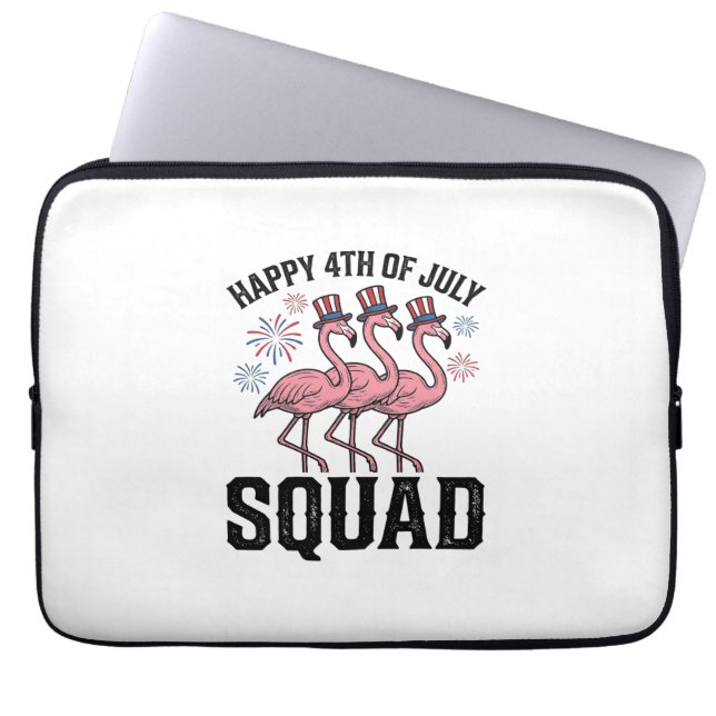 Happy 4th of July Flamingo Squad Vector Design_1 Laptop Sleeve (Front)