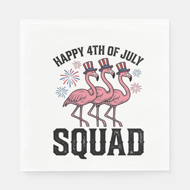 Happy 4th of July Flamingo Squad Vector Design_1 Napkin (Front)