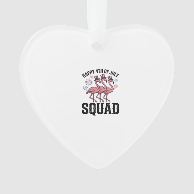Happy 4th of July Flamingo Squad Vector Design_1 Ornament (Front)