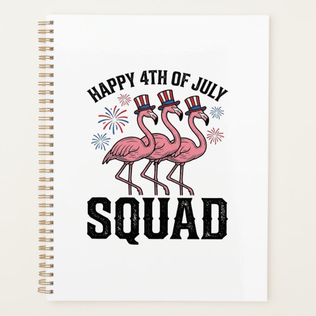 Happy 4th of July Flamingo Squad Vector Design_1 Planner (Front)