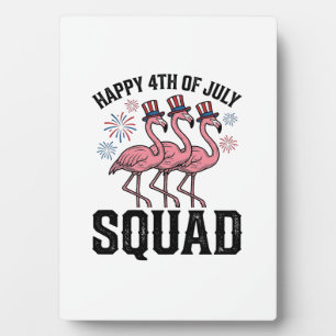 Happy 4th of July Flamingo Squad Vector Design_1 Plaque