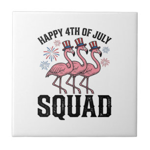 Happy 4th of July Flamingo Squad Vector Design_1 Tile