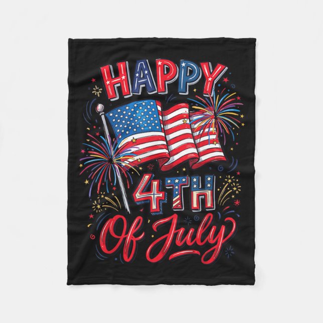 Happy 4th of July Fleece Blanket (Front)