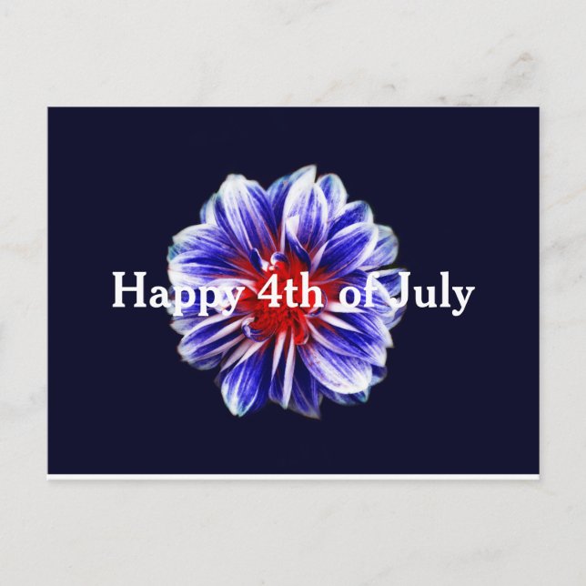 Happy 4th of July Flower Postcard (Front)