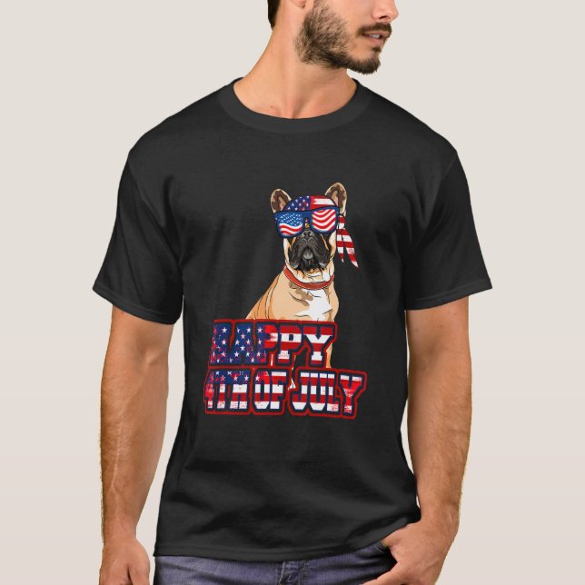 Happy 4th Of July  French Bulldog American Flag Gl T-Shirt (Front)