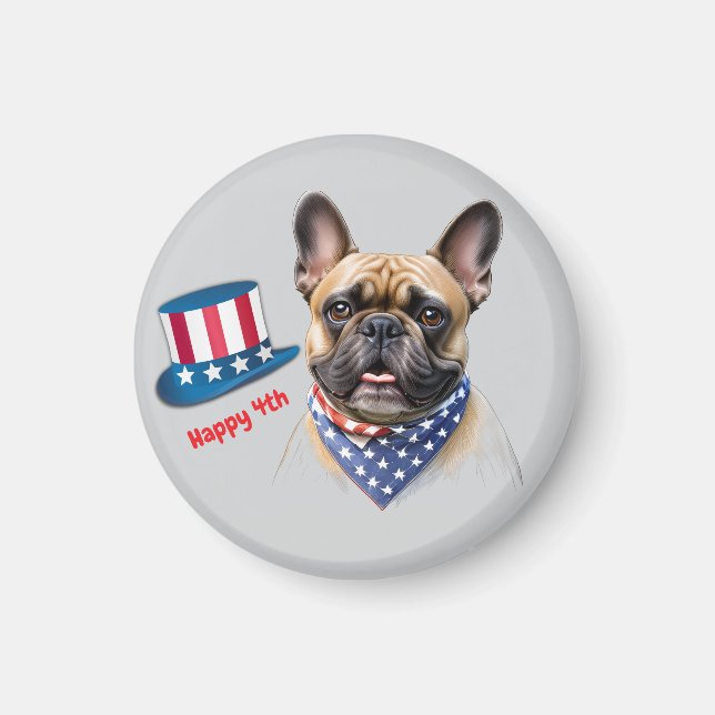 Happy 4th of July French Bulldog Magnet (Front)
