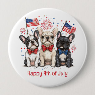 Happy 4th Of July French Bulldogs 10 Cm Round Badge