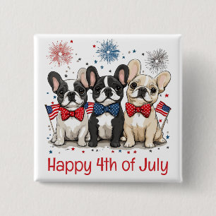 Happy 4th Of July French Bulldogs 15 Cm Square Badge