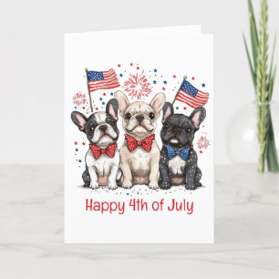Happy 4th Of July French Bulldogs Holiday Card