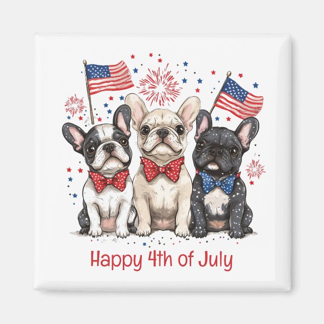Happy 4th Of July French Bulldogs Magnet (Front)